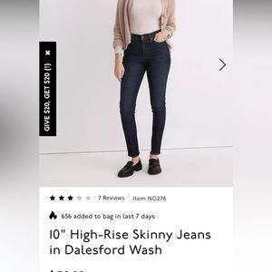 Madewell 10” High-Rise Skinny in Dalesford Wash